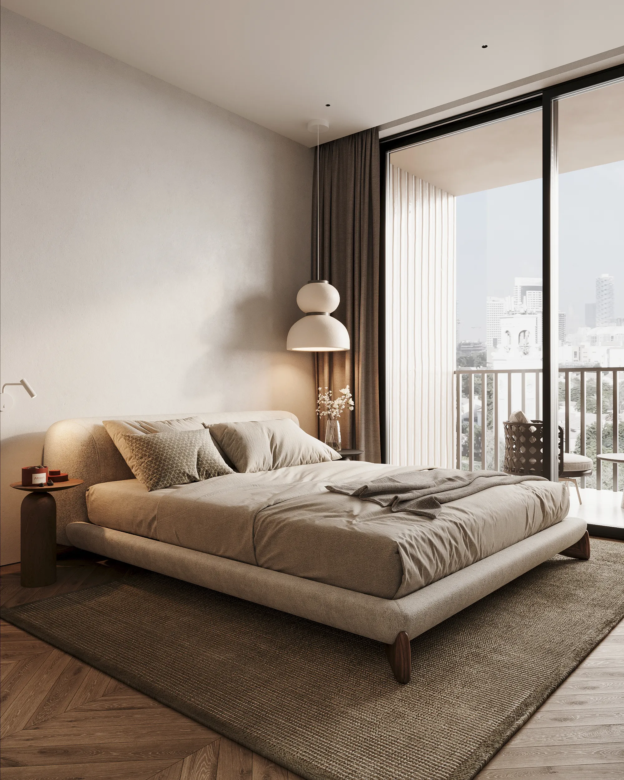 Stylish apartment living room with modern decor and comfortable seating