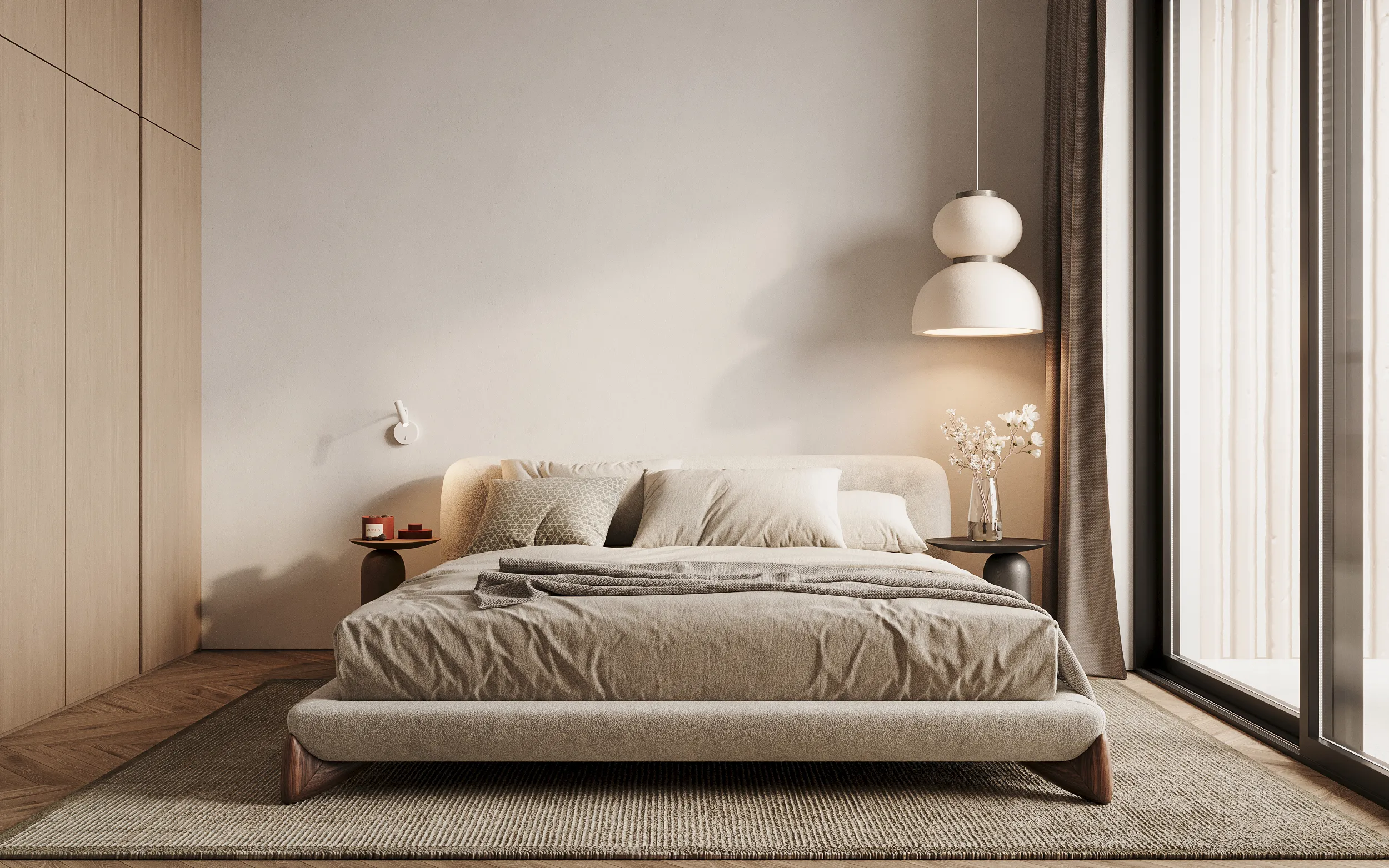 Spacious apartment balcony with outdoor furniture and panoramic views